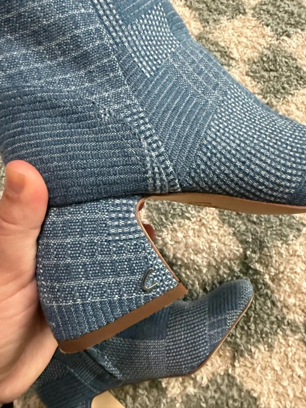 CIRCUS NY by Sam Edelman Ozzie Patchwork Denim Heeled Booties Boho Hippie Size 6